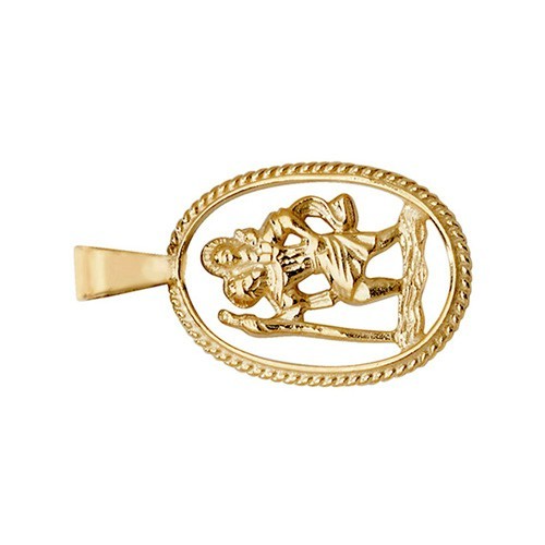 Roped St Christopher 9ct Yellow Gold Pendant 375 Hallmark All Chain Lengths