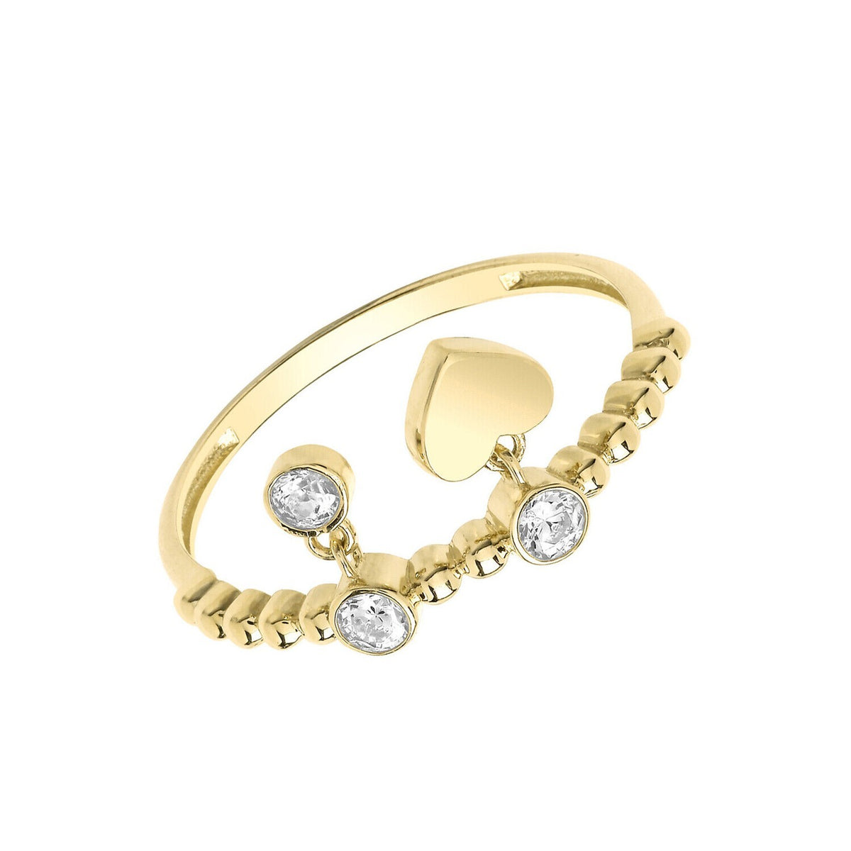 Heart Charm Ring 9ct Yellow Gold Hallmarked Sizes J - T British Made Brand New
