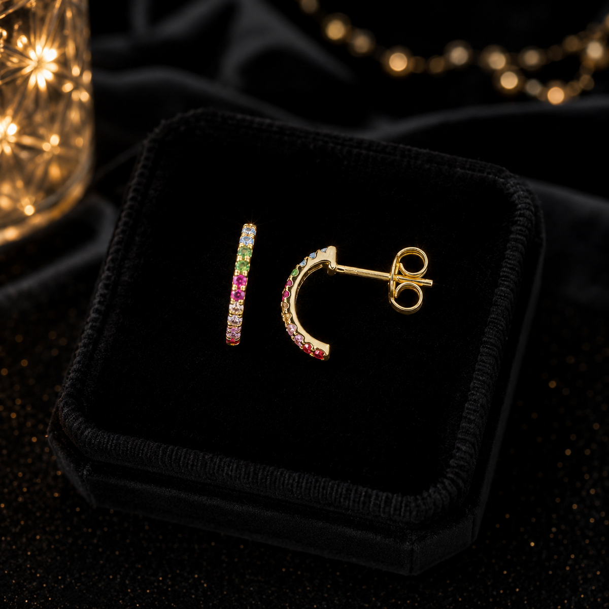12 Multi Gemstone Hoop Earrings 9ct Yellow Gold 375 Hallmarked Brand New