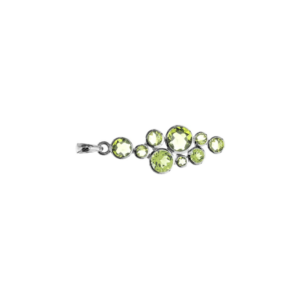 Peridot Bubble Drop Pendant Sterling Silver 925 Hallmark All Chain Lengths
