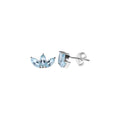 Lotus Flower Natural Aquamarine Stud Earrings Sterling Silver 925 Hallmarked