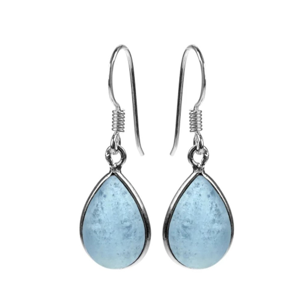 Teardrop Natural Aquamarine Drop Earrings Sterling Silver 925 Hallmarked