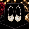 Heart Pearl Hoop Earrings Sterling Silver 925 Hallmarked Brand New Boxed
