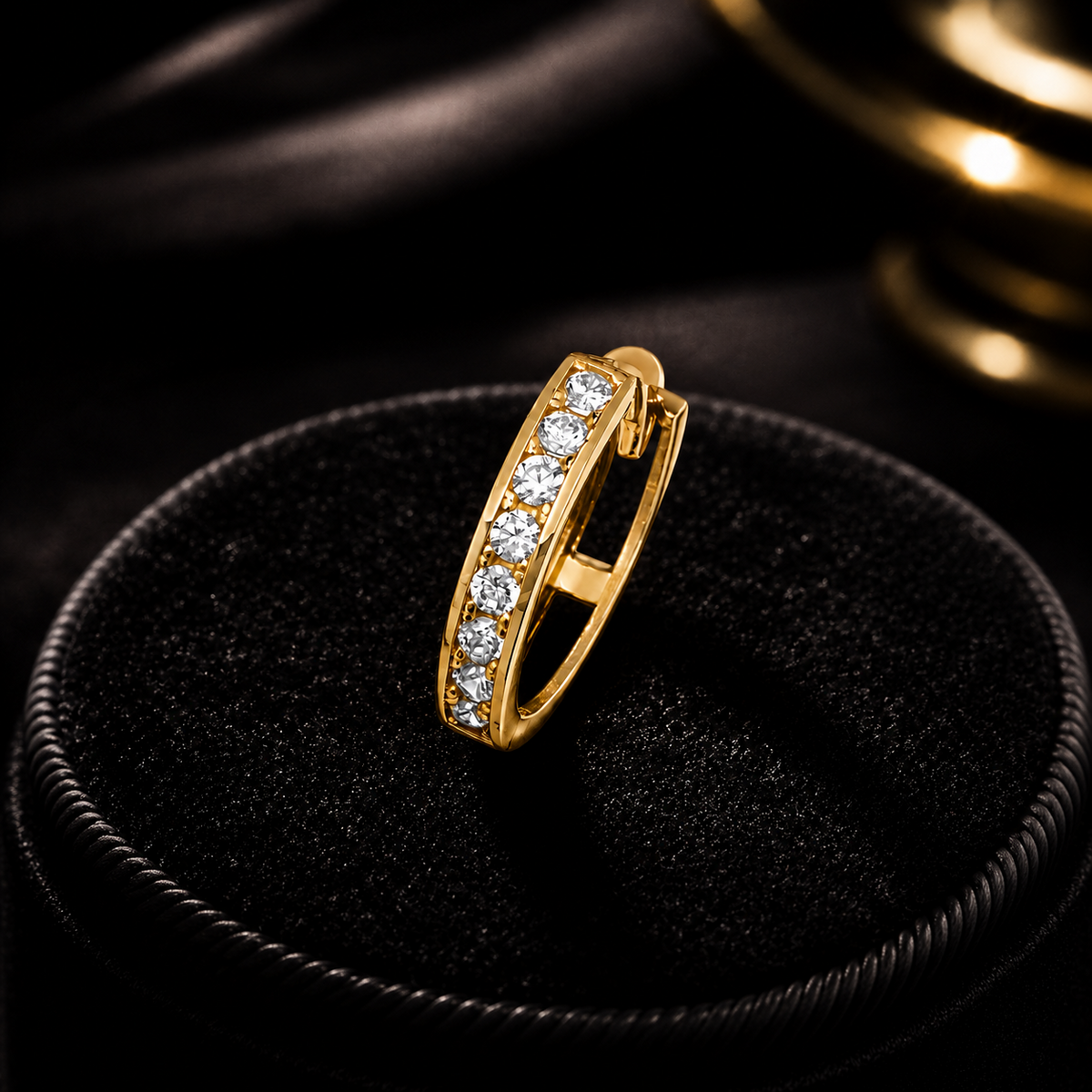 Mens 8 Stone Huggie Hoop Earring 9ct Yellow Gold 375 Hallmarked Brand New Boxed