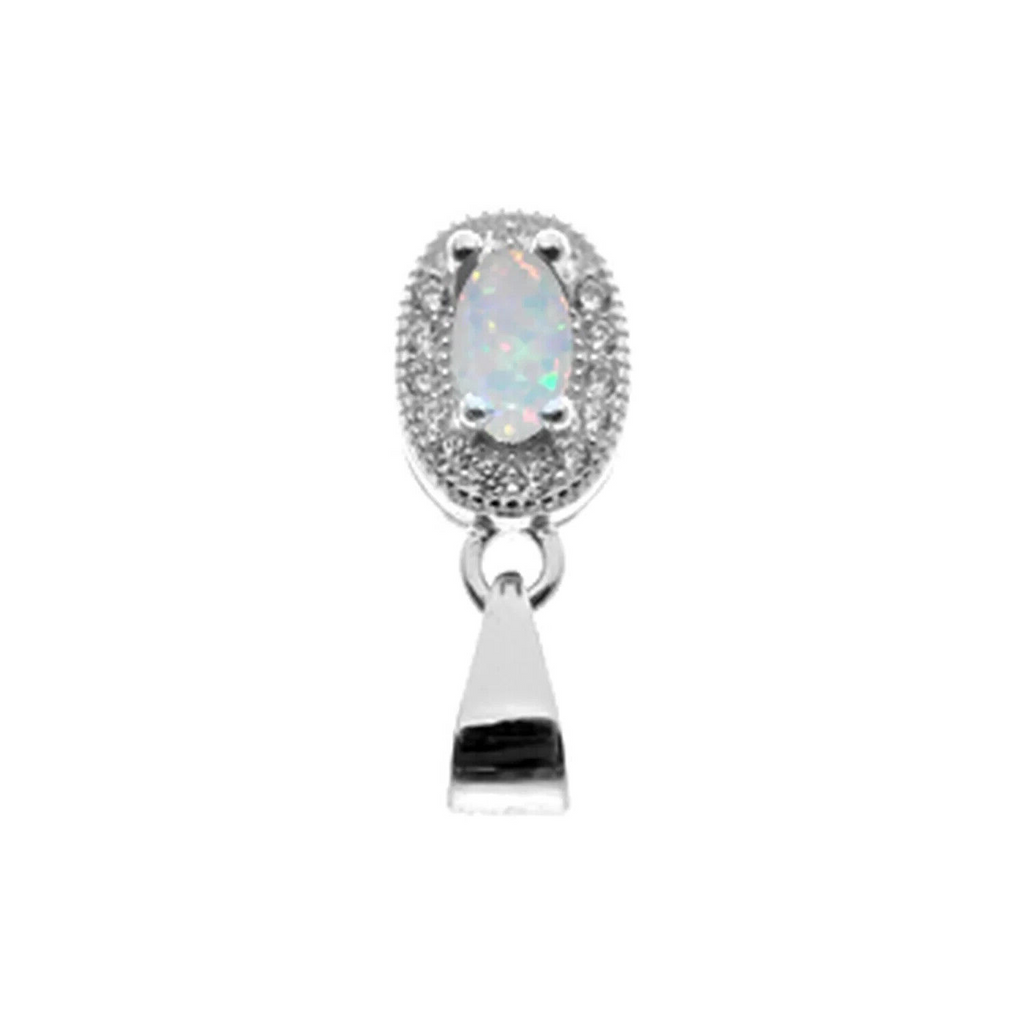 Halo Opal Pendant Sterling Silver 925 Hallmarked All Chain Lengths Brand New