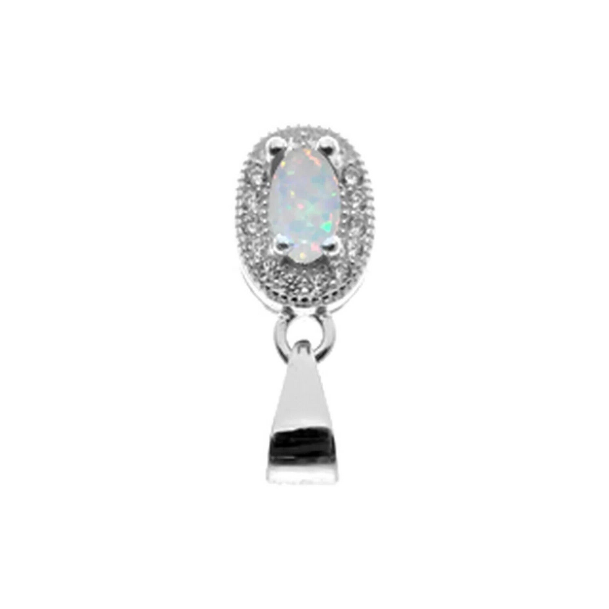 Halo Opal Pendant Sterling Silver 925 Hallmarked All Chain Lengths Brand New