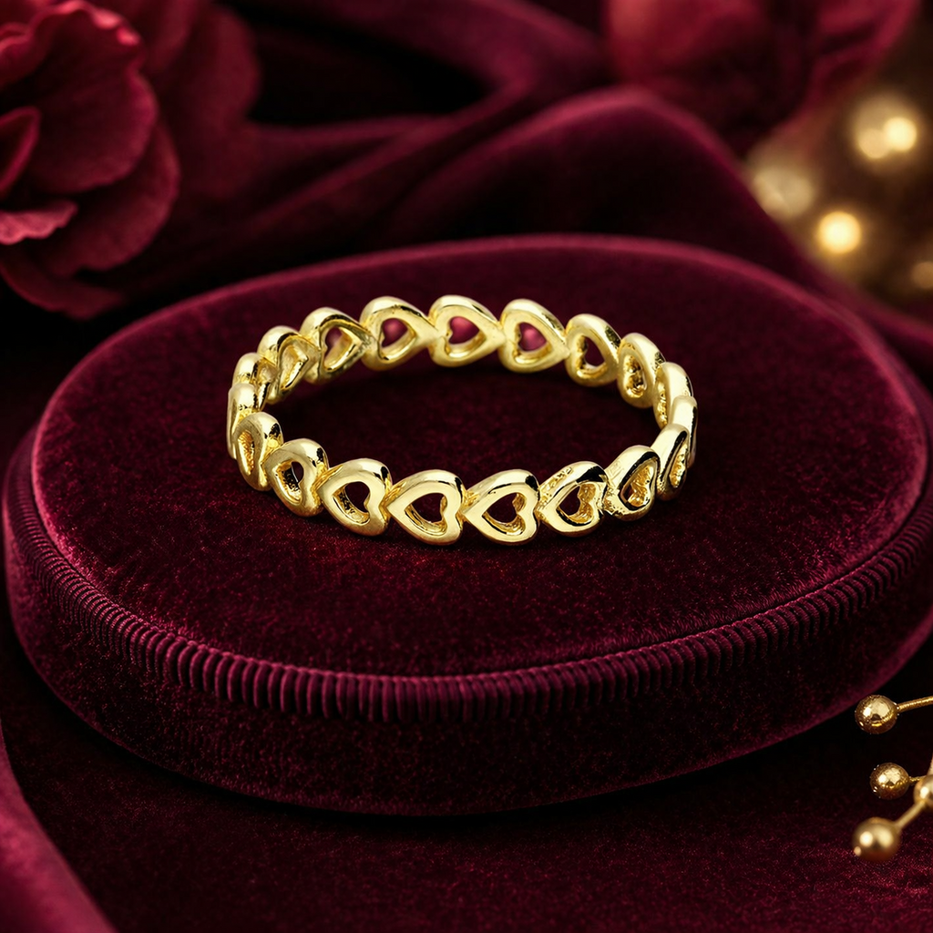 Open Heart Ring 9ct Yellow Gold Plated Hallmarked British Made Size J - R