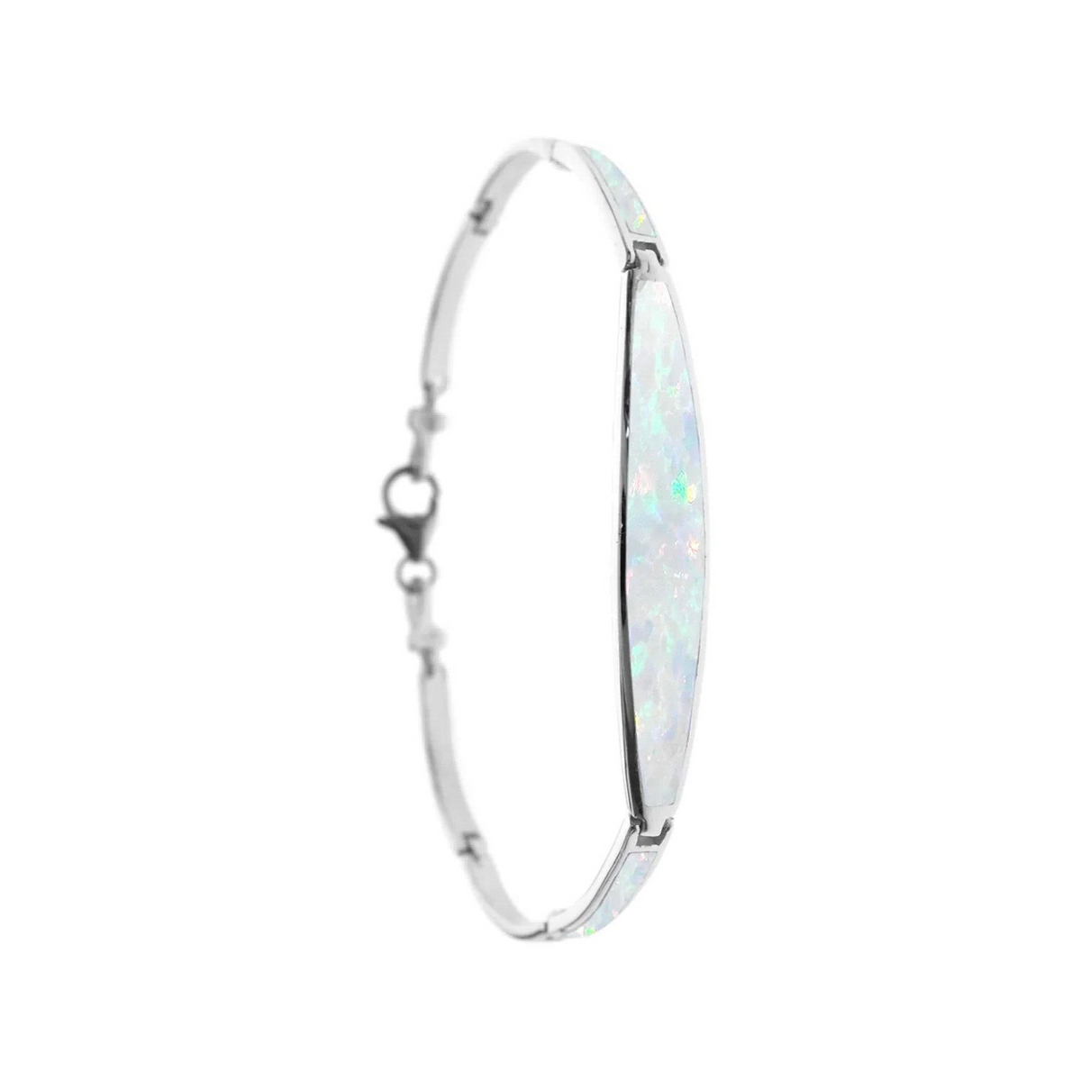 White Opal Marquise Bangle Sterling Silver 925 Hallmarked Brand New Boxed