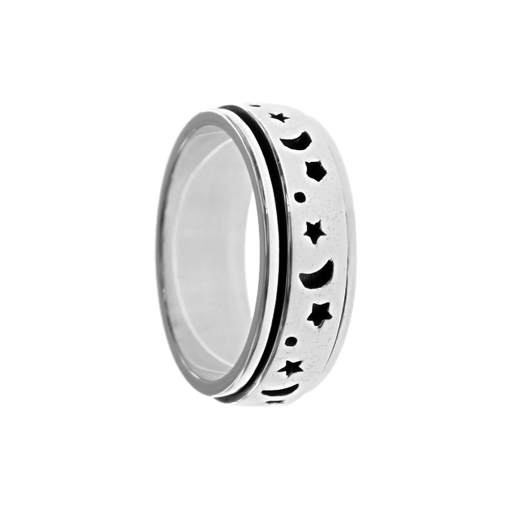 Space Spinner Ring Sterling Silver 925 Hallmarked British Made Size U - X