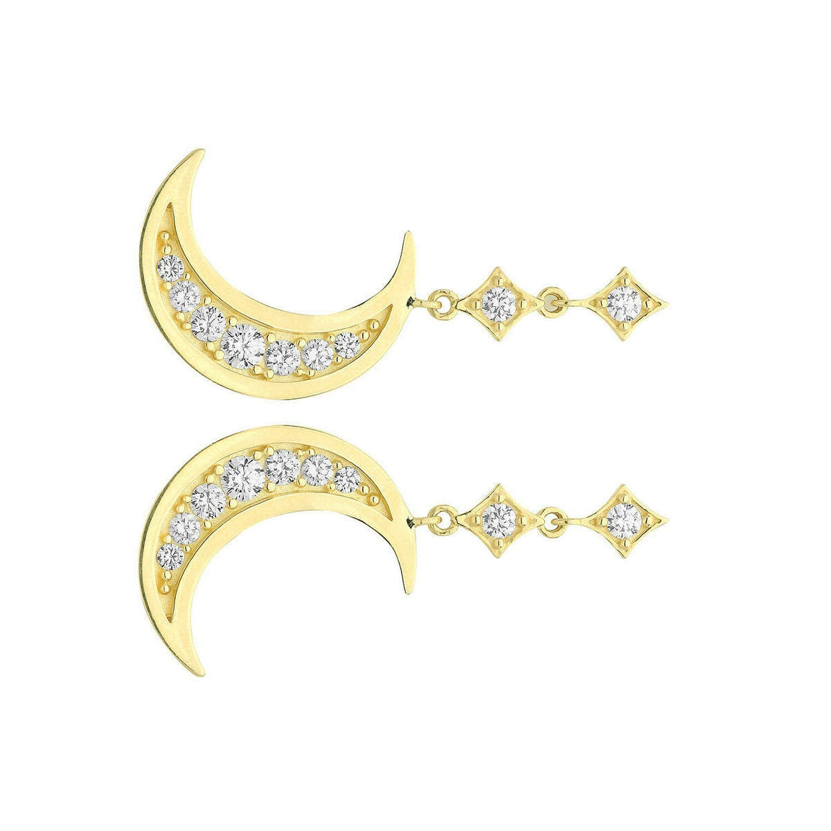Moon Drop Dangle Earrings Hallmarked 9ct Yellow Gold British Made Brand New 