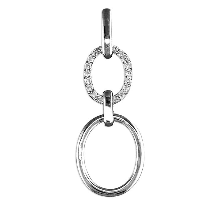 Double Oval Statement Pendant Sterling Silver 925 Hallmarked All Chain Lengths
