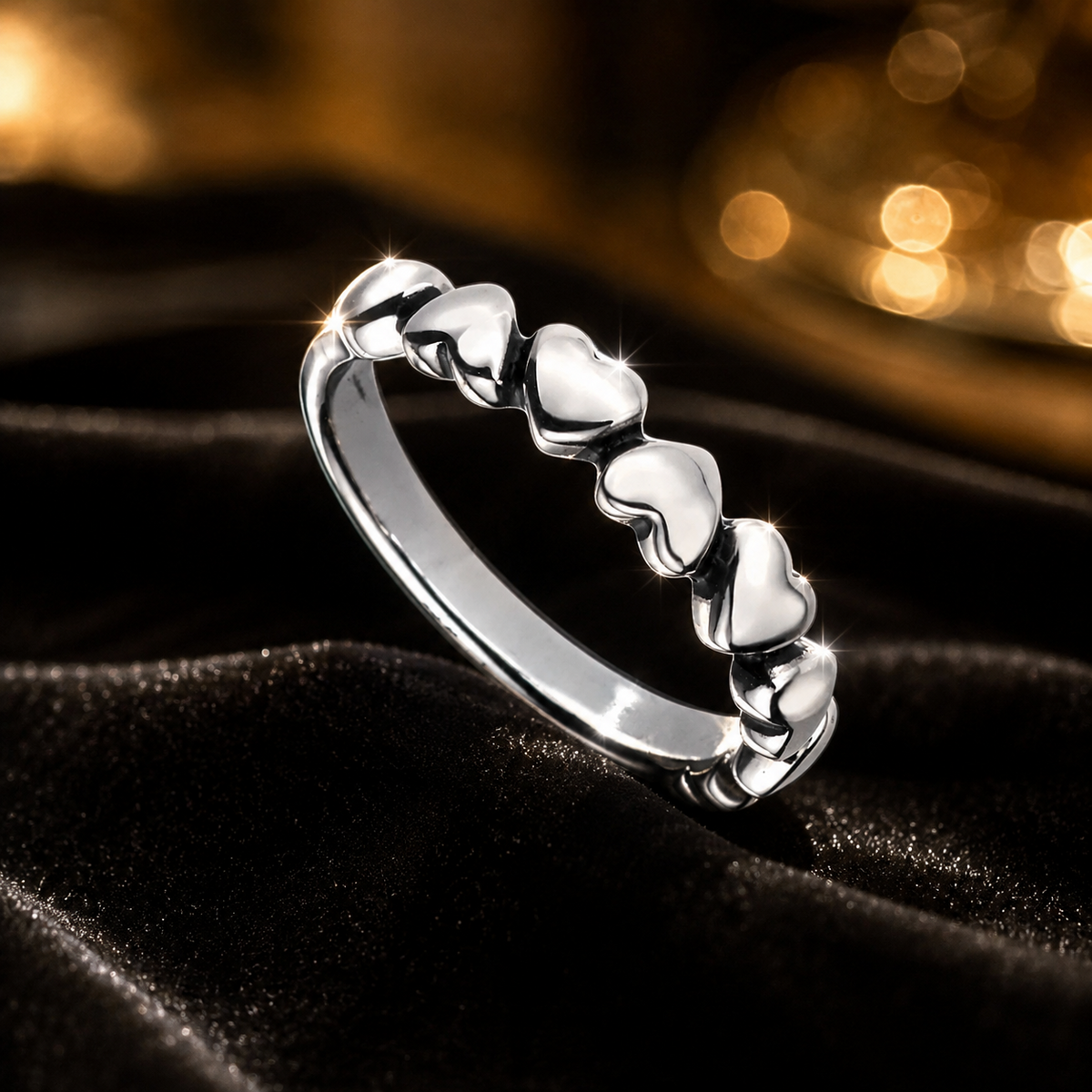 Ladies Oxidised Multi Heart Ring 925 Hallmarked British Made Sizes K - S