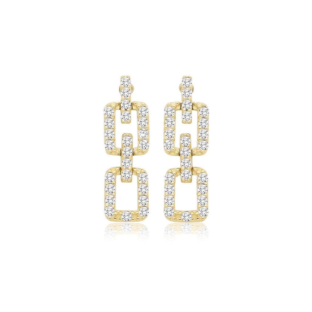 25 Stone Link Drop Earrings 9ct Yellow Gold 375 Hallmarked Brand New