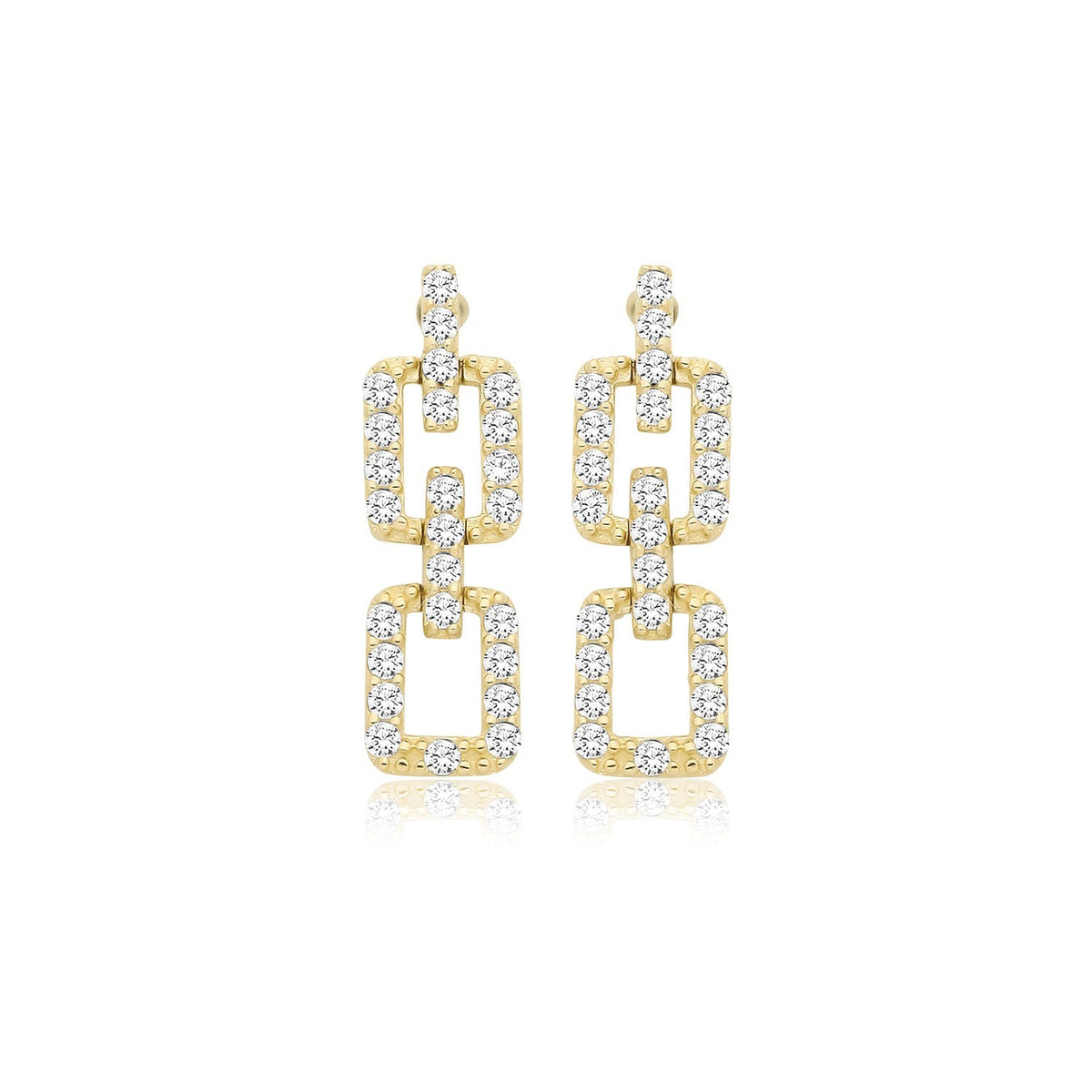 25 Stone Link Drop Earrings 9ct Yellow Gold 375 Hallmarked Brand New