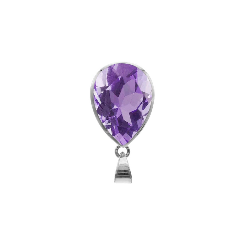 Facetted Amethyst Teardrop Pendant Sterling Silver Hallmarked All Chain Lengths