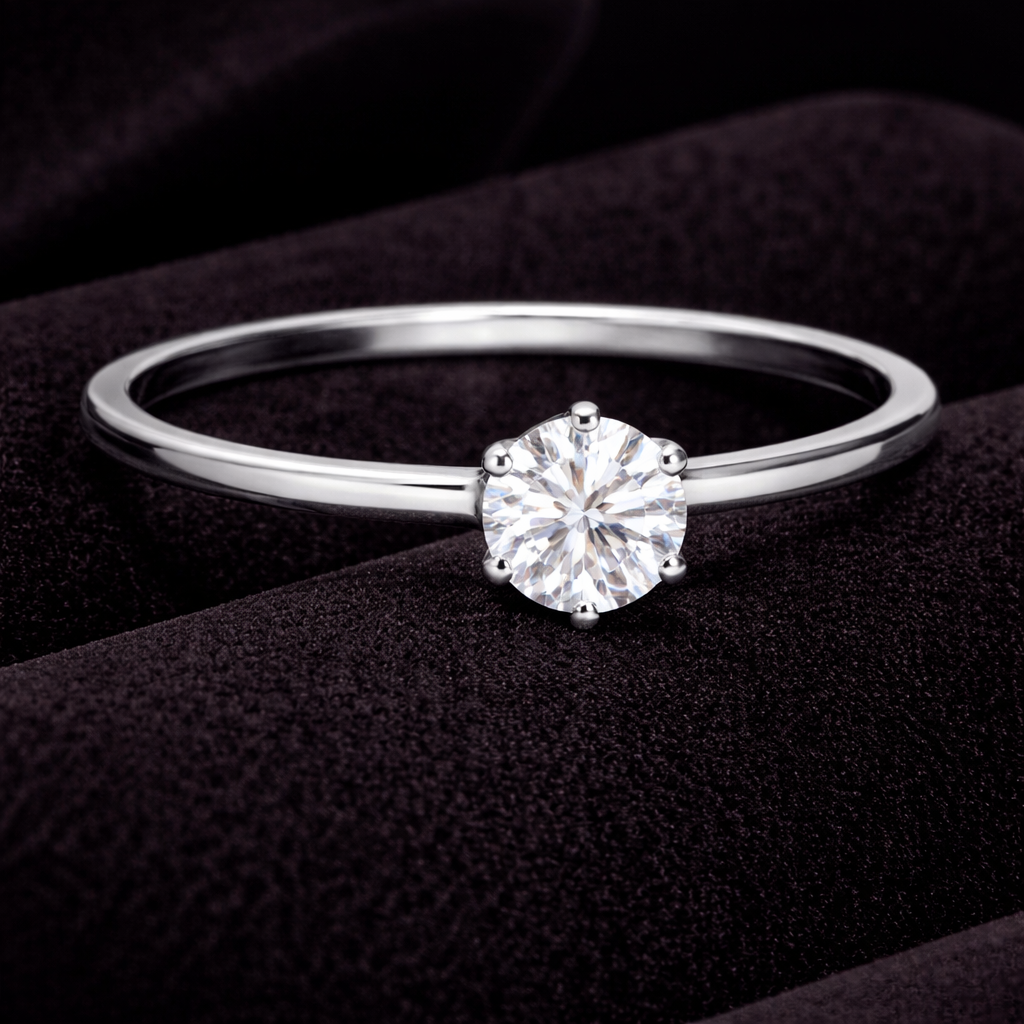 Zircon Solitaire Ring Sterling Silver 925 Hallmarked British Made Size L - R