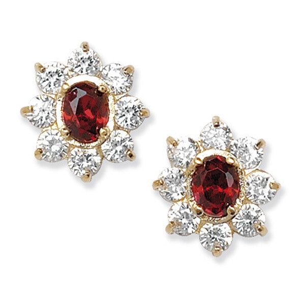 Garnet Cluster Earrings 9ct Yellow Gold Hallmarked Brand New Boxed British Made