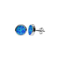 Natural Blue Opal Flush Stud Earrings Sterling Silver 925 Hallmarked Brand New
