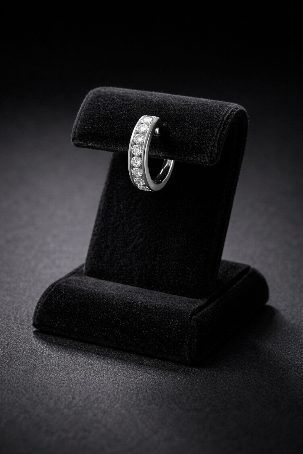 Mens Huggie Hoop Earring Cubic Zirconia Solid Sterling Silver Gents 925 Hallmark