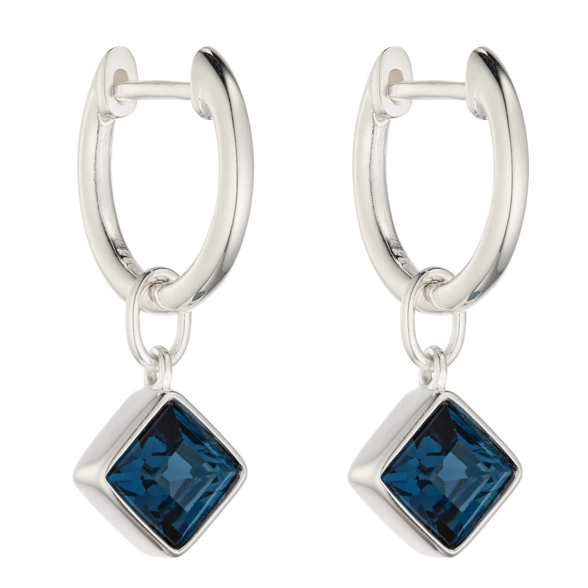 Blue Kite Sapphire Hoop Earrings Sterling Silver 925 Hallmarked Brand New