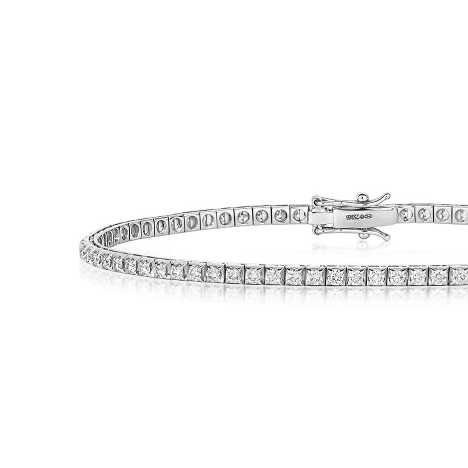 Natural Diamond 18ct White Gold Tennis Bracelet 375 Hallmarked British Made