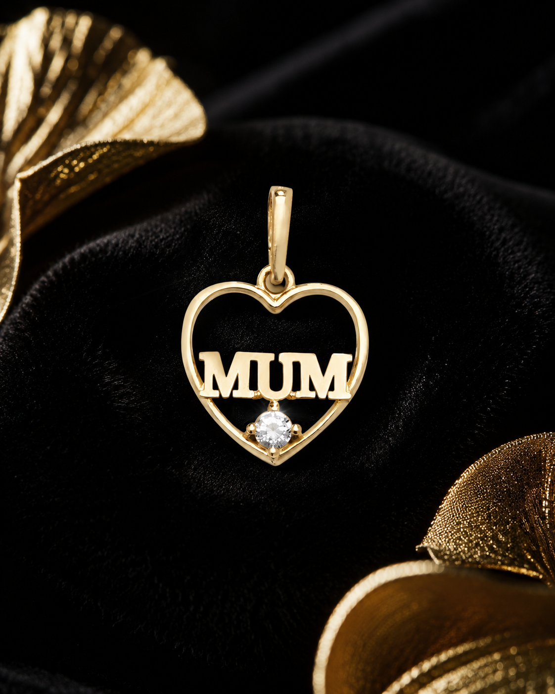 Mum Heart 9ct Yellow Gold Pendant 375 Hallmarked All Chain Lengths