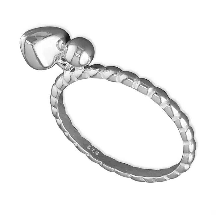 Heart Charm Band Ring Sterling Silver 925 Hallmarked British Made Size K - R