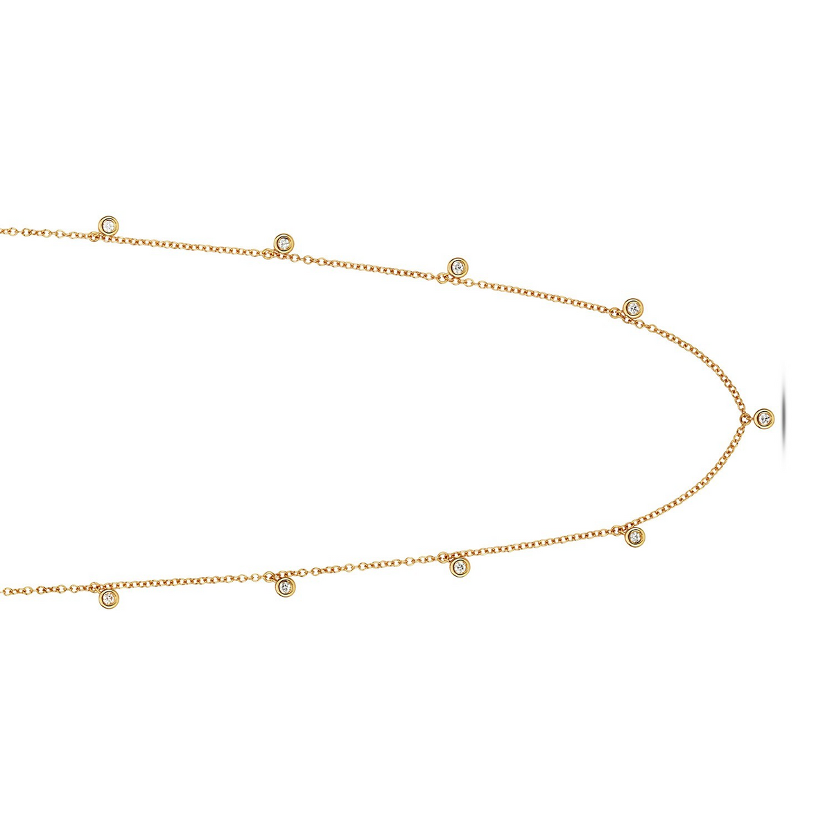 9 Natural Diamond Flush Necklace 18ct Yellow Gold Hallmarked British Made