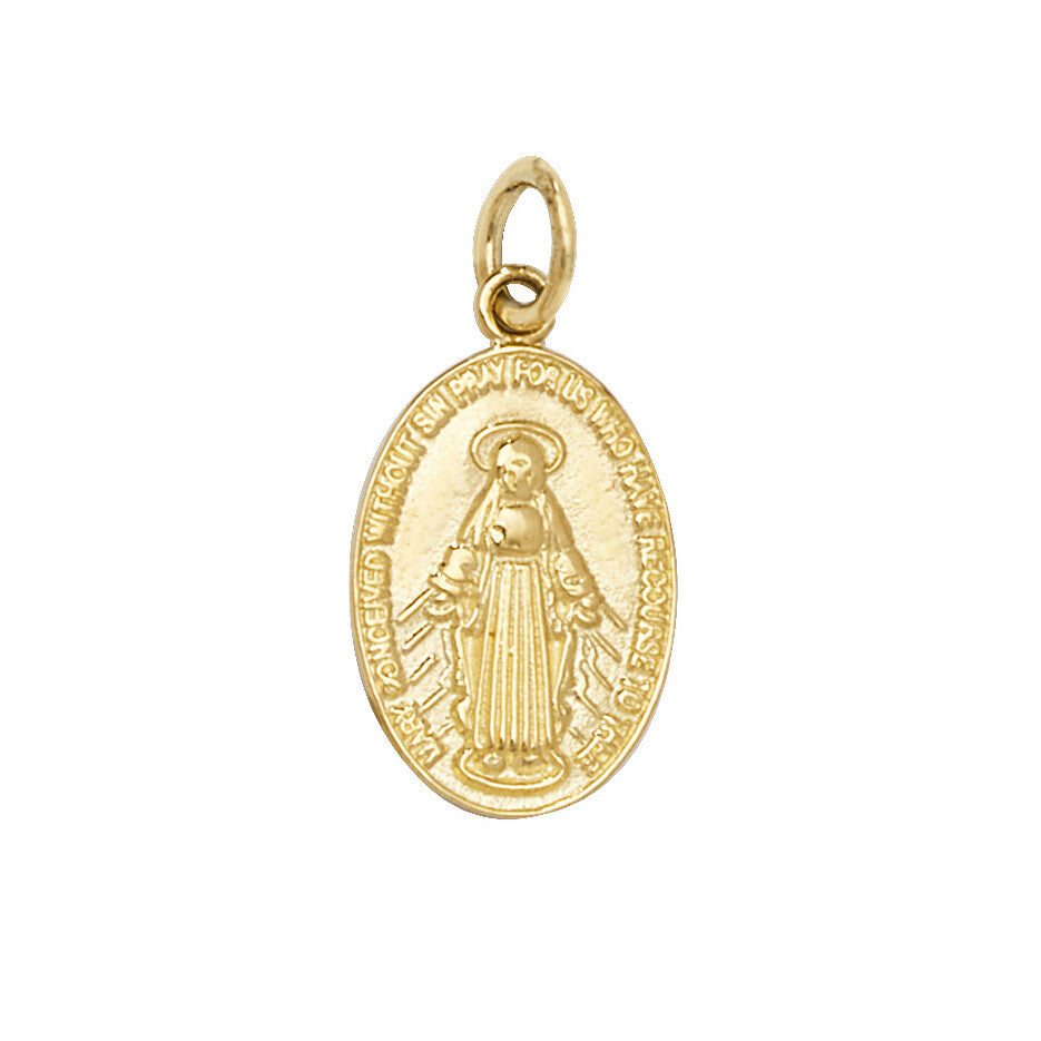 Yellow Gold Miraculous Medal Pendant Hallmarked British Made All Chain Lengths