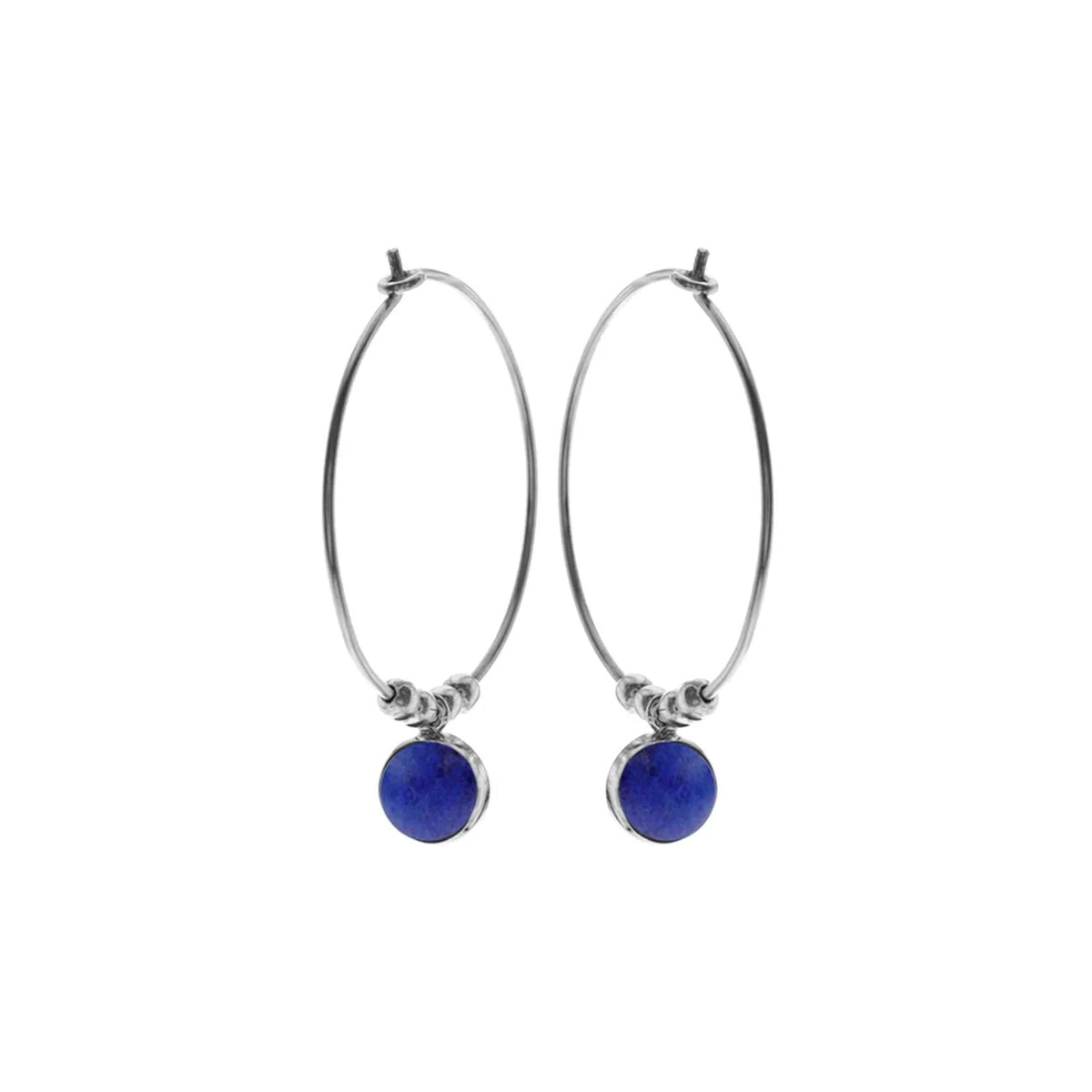 Ivy Lapis Lazuli Hoop Earrings Sterling Silver 925 Hallmarked Brand New Boxed