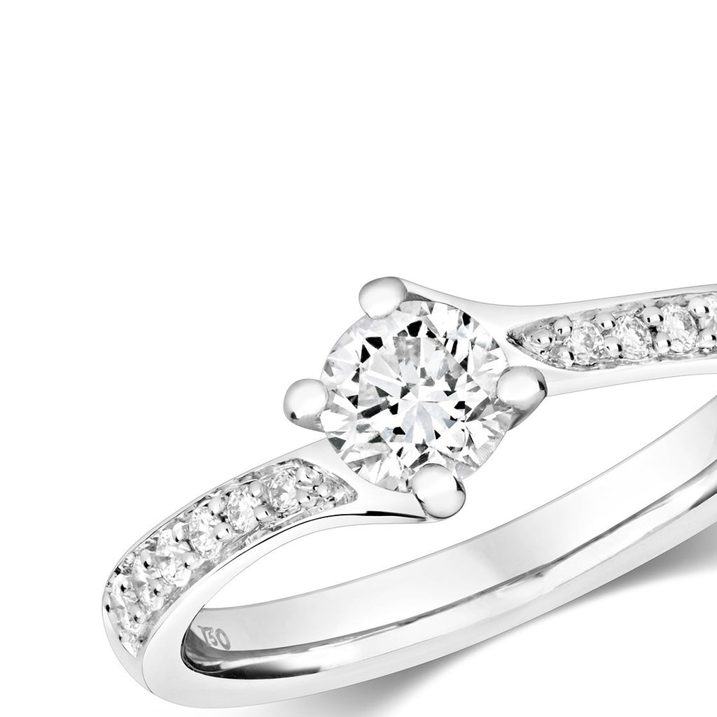13 Natural Diamond Set Shoulders Ring 18ct White Gold Hallmarked Sizes J - Q