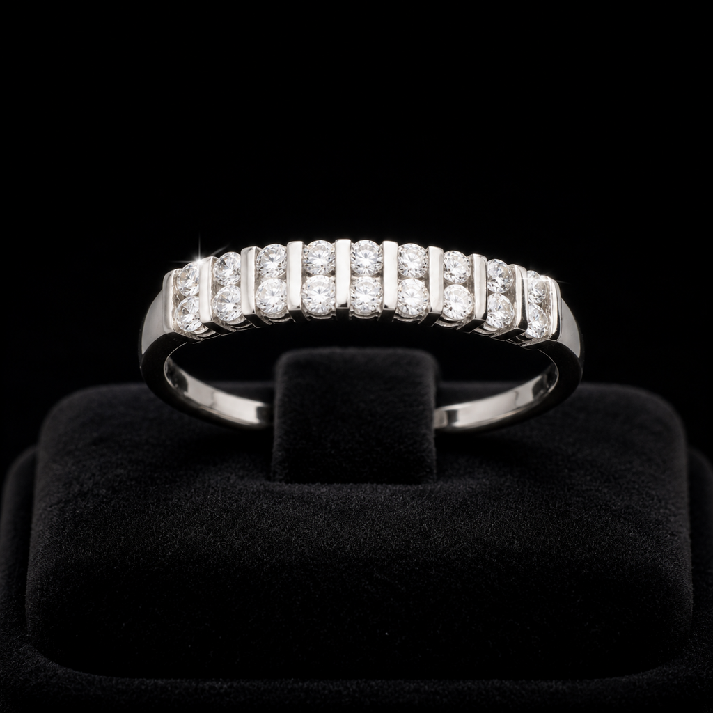 Baguette Eternity Ring Sterling Silver 925 Hallmarked British Made Size K - R