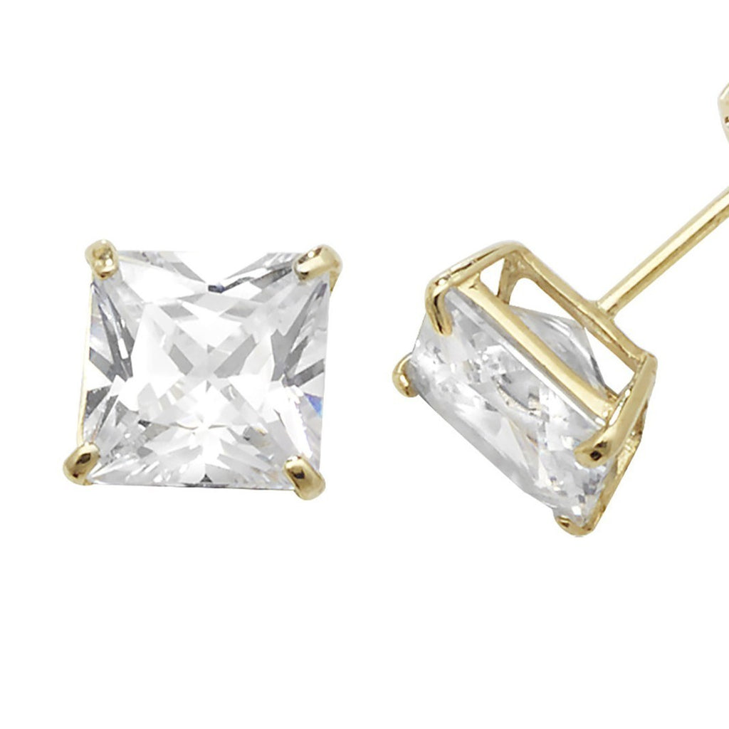 6mm Solitaire Cushion Stud Earrings 9ct Yellow Gold 375 Hallmark Brand New Boxed