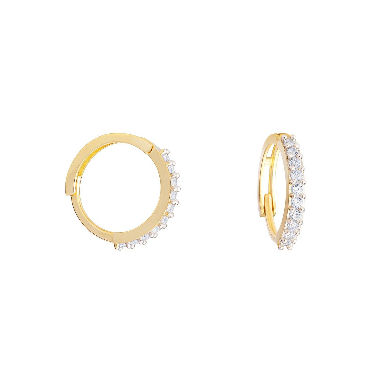 10 Stone Huggie Hoop Earrings 9ct Yellow Gold 375 Hallmarked British Made