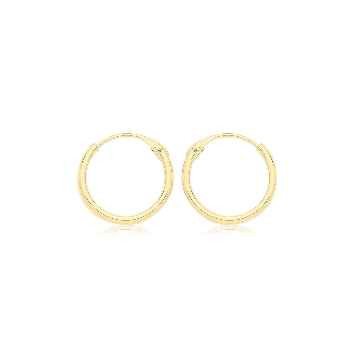 9ct Yellow Gold Sleeper Hoop Earrings 375 Hallmarked 8mm - 12mm Diameter
