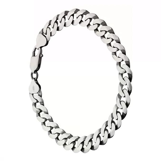 Oxidised Gents Solid Sterling Silver Curb Chain Bracelet 925 Hallmarked