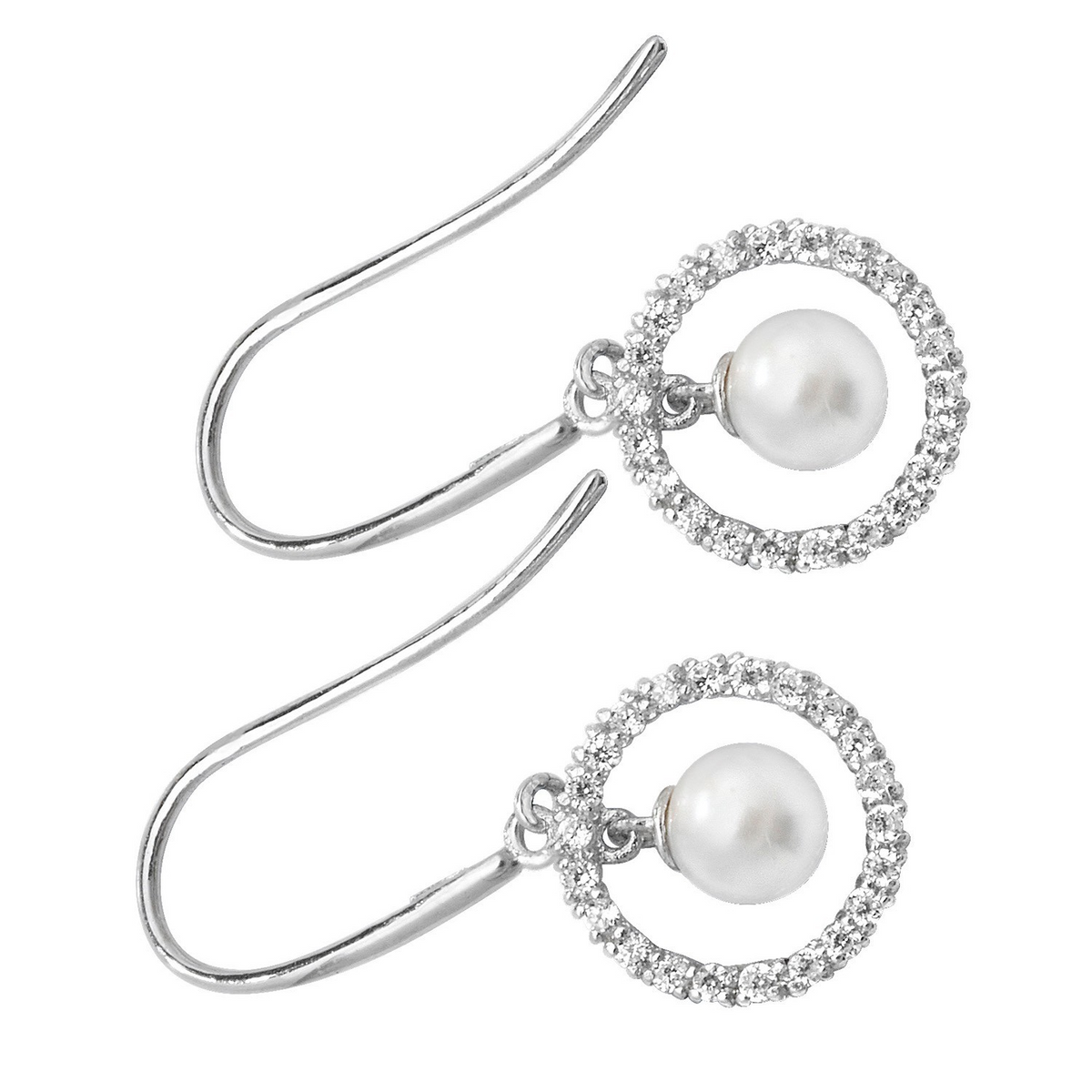 Natural Pearl Drop Earrings 9ct White Gold 375 Hallmarked Brand New Boxed