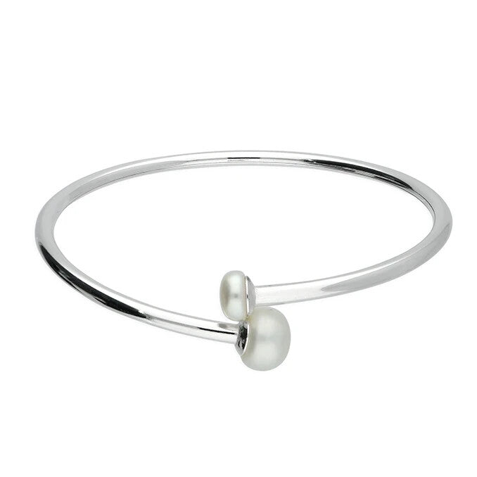 Italian Freshwater Pearl Bangle Sterling Silver 925 Hallmarked British Made