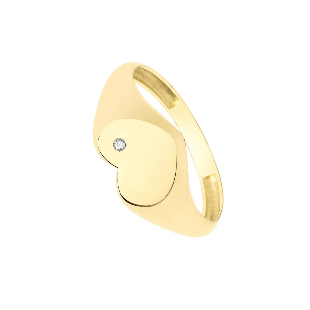 Gold Heart Signet Ring 9ct Yellow Gold Hallmarked Sizes G - T British Made