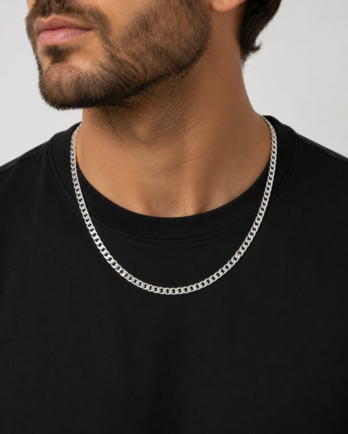 Gents Flat Curb Chain Solid Sterling Silver 925 Hallmarked British Made
