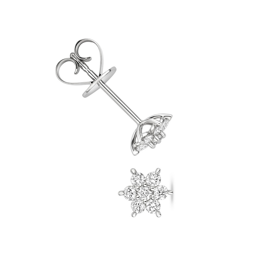7 Natural Diamond Snowflake Earrings 18ct White Gold Hallmarked British Made