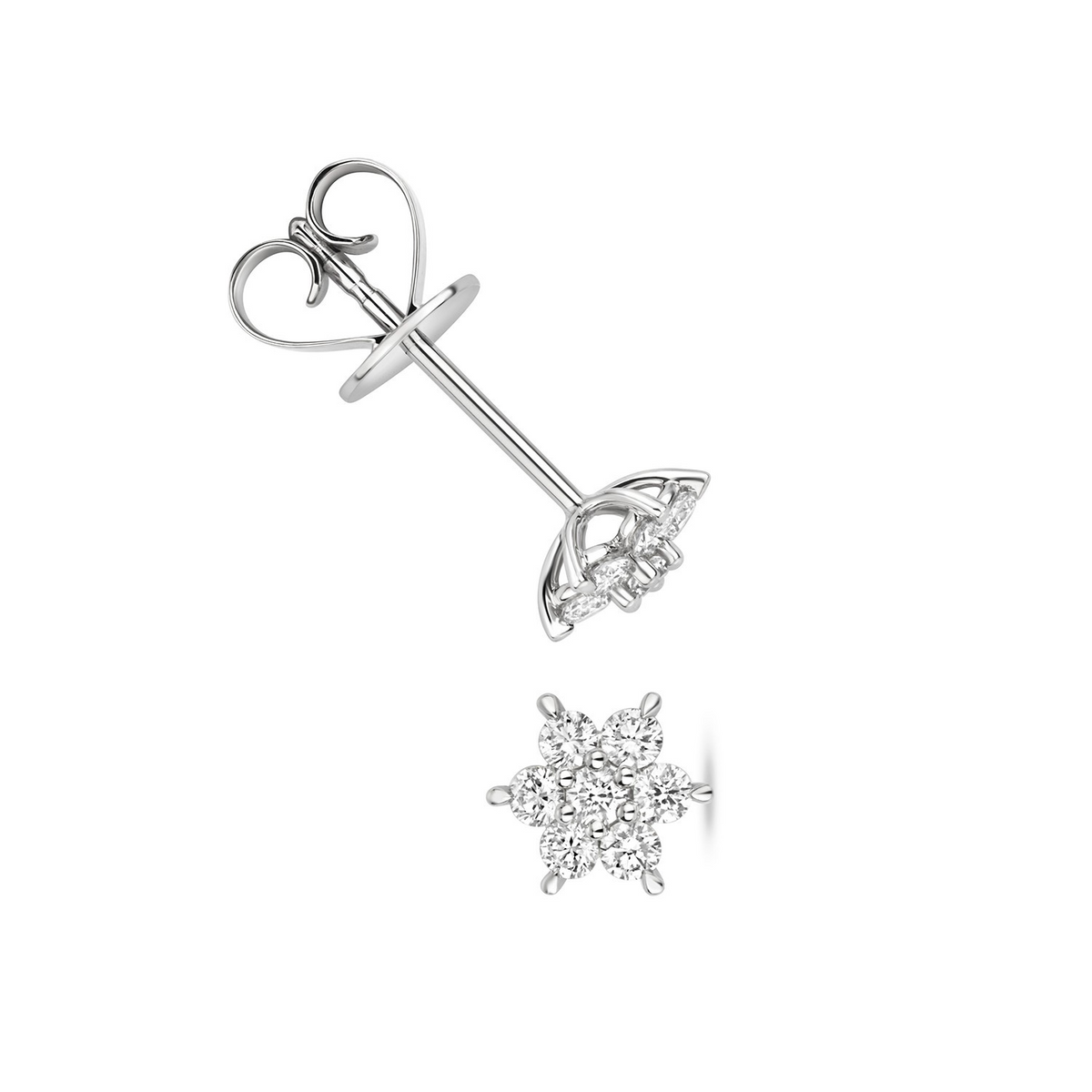 7 Natural Diamond Snowflake Earrings 18ct White Gold Hallmarked British Made