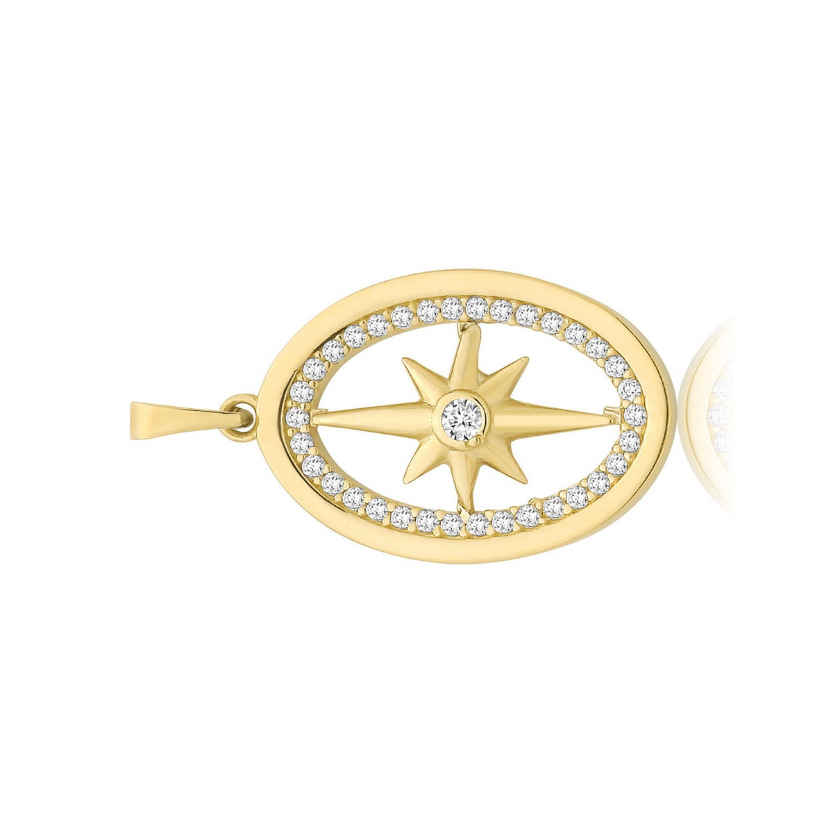 Oval Star 9ct Yellow Gold Pendant 375 Hallmarked British Made All Chain Lengths