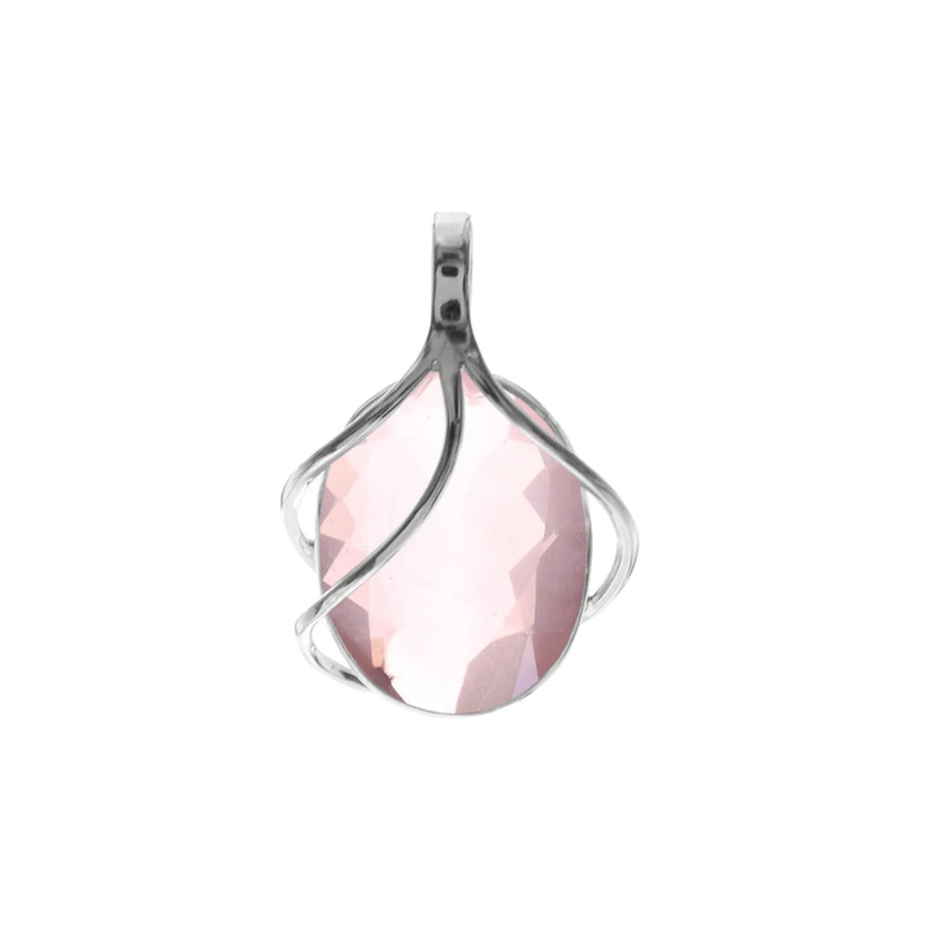 Oval Vine Rose Quartz Pendant Sterling Silver 925 Hallmarked All Chain Lengths