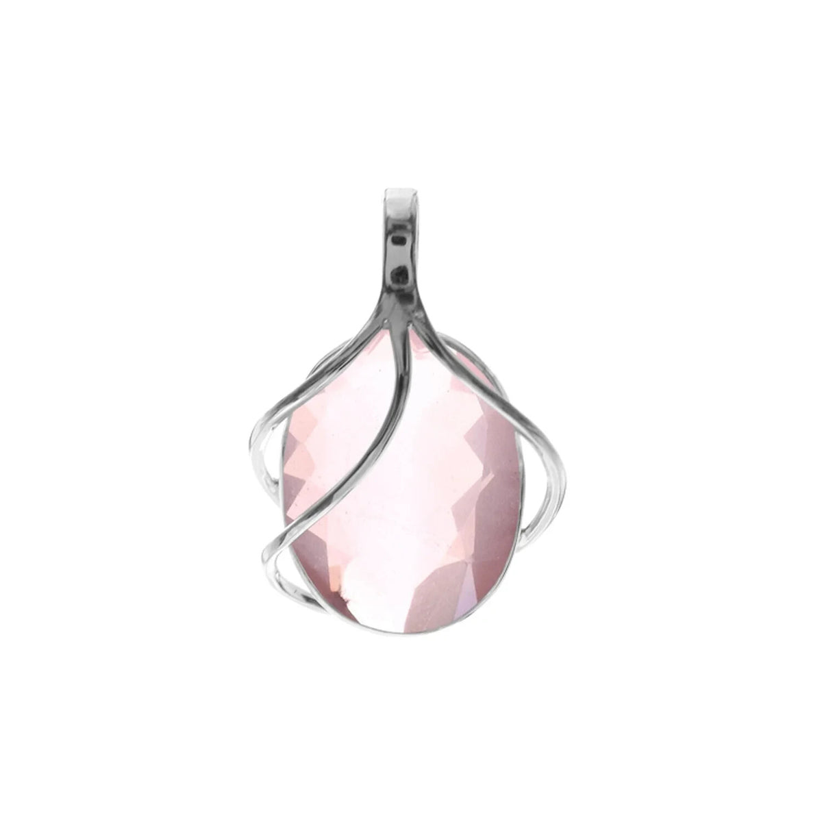 Oval Vine Rose Quartz Pendant Sterling Silver 925 Hallmarked All Chain Lengths