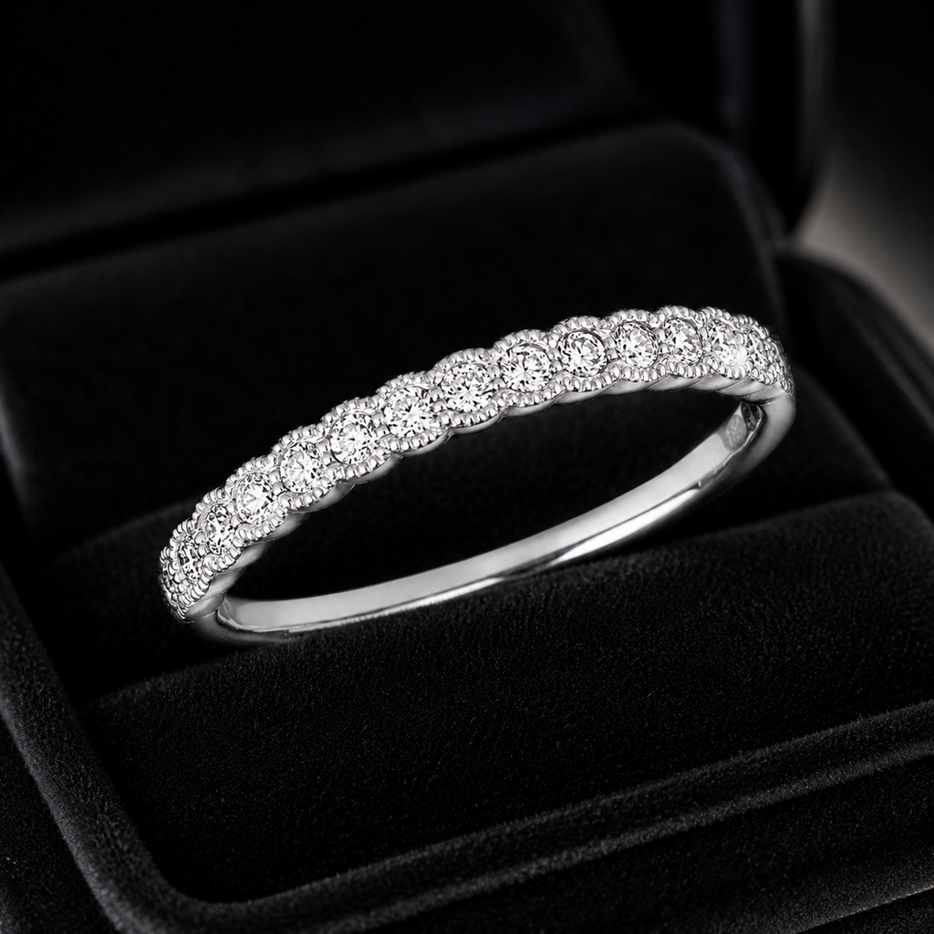 Natural Diamond Millgrain Eternity Ring 18ct White Gold Hallmarked Sizes J - Q