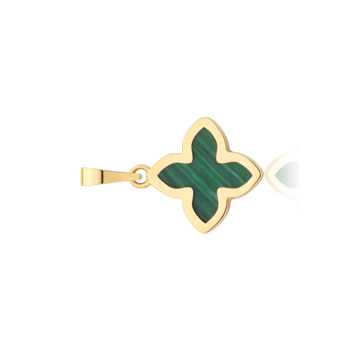 Floral Malachite 9ct Yellow Gold Pendant 375 Hallmarked All Chain Lengths