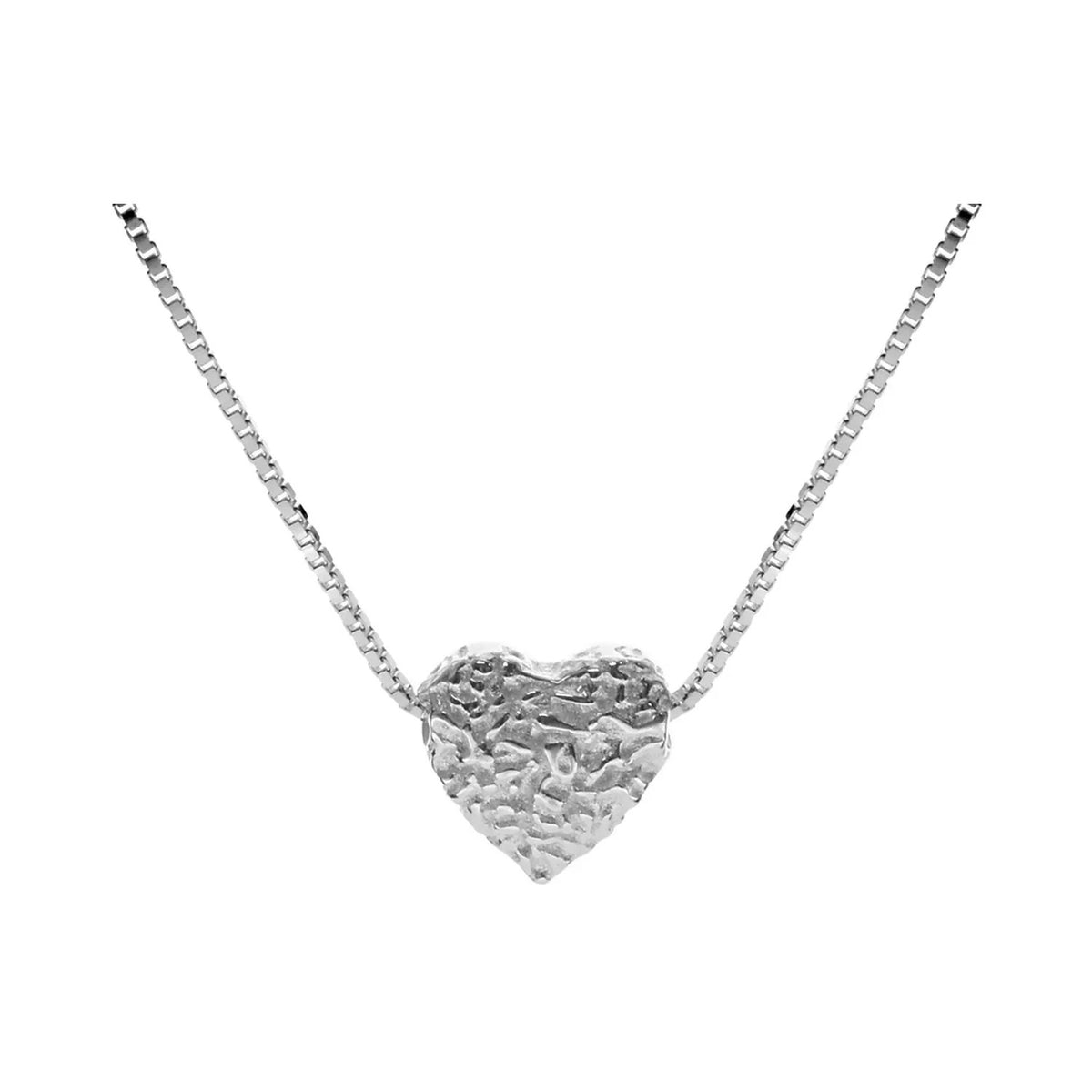 Textured Heart Necklace Solid Sterling Silver 925 Hallmarked British Made