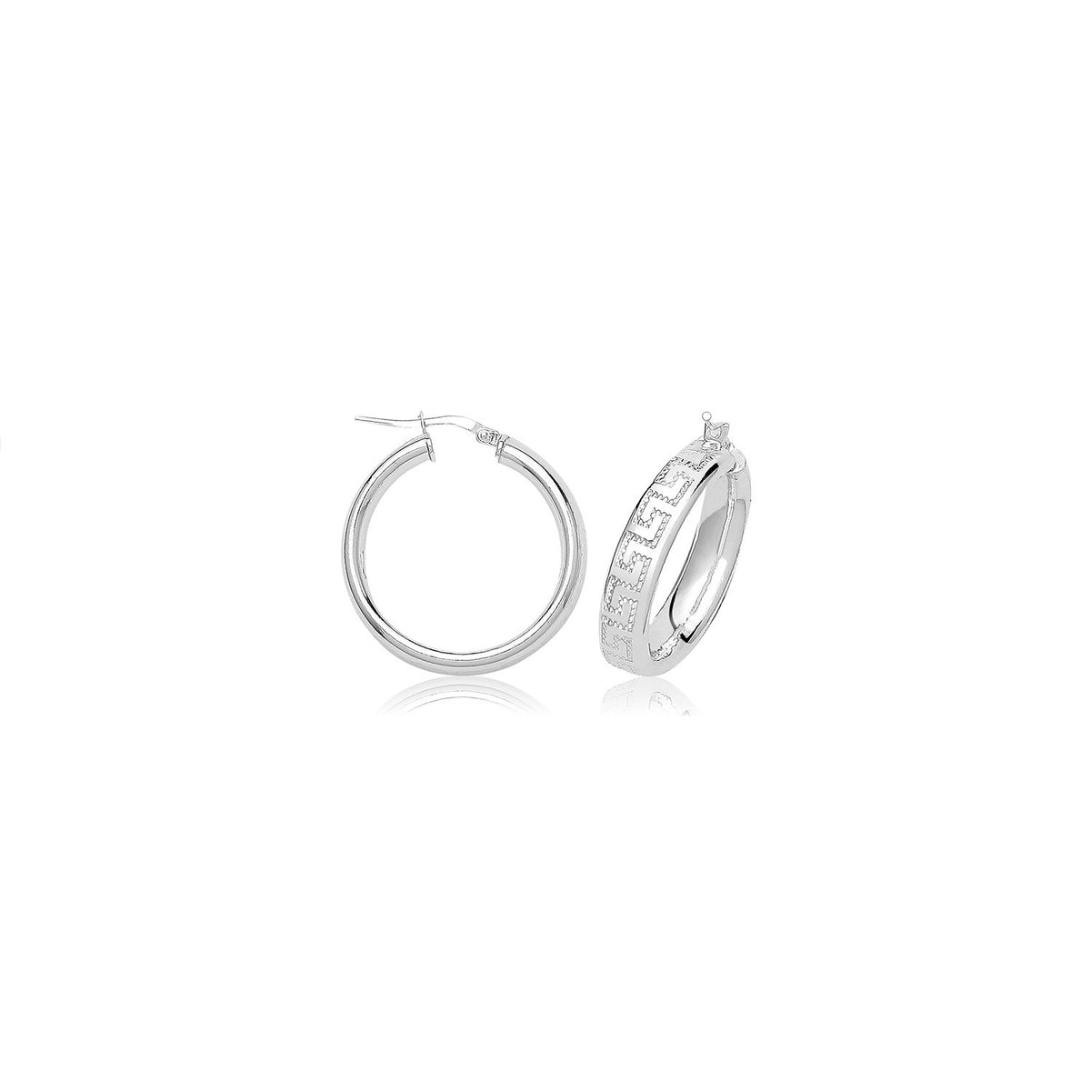 Authentic Greek Sterling Silver Hoops 925 Hallmarked 15mm - 50mm Diameter