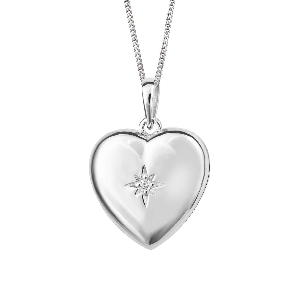 Starburst Heart Locket Gemstone Sterling Silver 925 Hallmarked All Chain Lengths